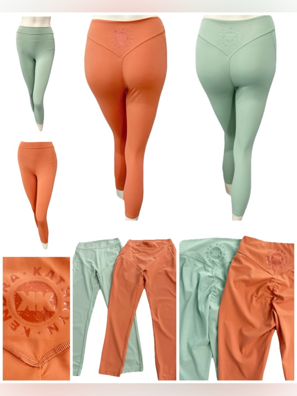Gymshark x Kendra Kathryn Leggings Bundle Size S Green & Orange